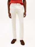 White Slim Flag Embroidery Chinos  Men