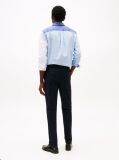 Blue Denton Stretch Cotton Straight Chinos  Men