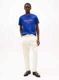 Blue Tricou Cu Guler Rotund Si Logo  Barbati