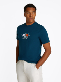 Blue Tricou Cu Guler Rotund Si Logo Cu Grafic  Barbati