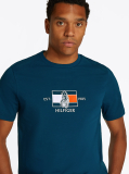 Blue Tricou Cu Guler Rotund Si Logo Cu Grafic  Barbati