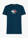 Blue Tricou Cu Guler Rotund Si Logo Cu Grafic  Barbati