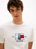 Alb Tricou Cu Guler Rotund Si Logo Cu Grafic  Barbati