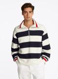 Multi Boxy Breton Stripe Half-Zip Hoody  Men