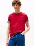 Rosu Tricou Cu Broderie Th Monogram Contrastanta  Barbati