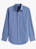 Blue Camasa Din Poplin Flex Cu Mini Print  Barbati