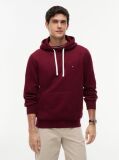 Rosu Hanorac Din Fleece Cu Broderie Steag  Barbati