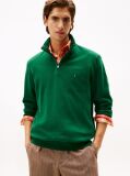 Green Ribbed French Terry Quarter-Zip Jumper  Men