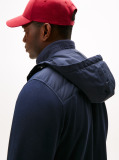 Blue Mixed Panel Zip-Thru Hoody  Men