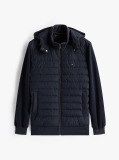 Blue Mixed Panel Zip-Thru Hoody  Men