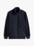 Blue Mixed Panel Zip-Thru Hoody  Men