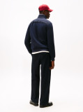 Blue Mixed Panel Zip-Thru Hoody  Men