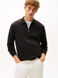 Black Interlock Zip Long Sleeve Polo Shirt  Men