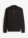 Black Interlock Zip Long Sleeve Polo Shirt  Men