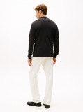 Black Interlock Zip Long Sleeve Polo Shirt  Men