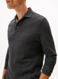 Grey Long-Sleeve Tonal Monotype Reglar Polo  Men