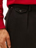 Black Harlem Tapered Pleated Twill Trousers  Men