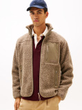 Beige Teddy Fleece Zip-Thru Jacket  Men