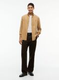 Beige Regular Fit Flag Embroidery Corduroy Shirt  Men