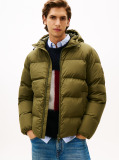 Verde Geaca Puffer Hidrofuga Umpluta Cu Pene Si Gluga  Barbati