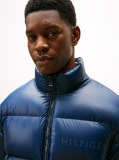 Blue Shiny Water Repellent Down Puffer Jacket  Men