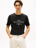 Negru T-Shirt Cu Guler Rotund Si Logo Grafic  Barbati