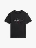 Negru T-Shirt Cu Guler Rotund Si Logo Grafic  Barbati