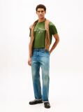 Verde T-Shirt Cu Guler Rotund Si Logo Grafic  Barbati