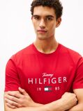 Rosu T-Shirt Cu Guler Rotund Si Logo Grafic  Barbati