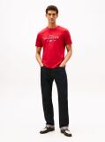Rosu T-Shirt Cu Guler Rotund Si Logo Grafic  Barbati