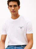 Alb T-Shirt Cu Croiala Regular Si Logo  Barbati