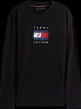 Negru Tricou Cu Maneci Lungi Din Jersey Cu Imprimeu Steag  Barbati