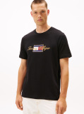 Negru Tricou Cu Guler Rotund Si Broderie Logo  Barbati