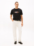 Negru Tricou Cu Guler Rotund Si Broderie Logo  Barbati