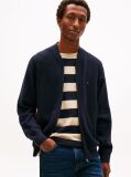 Blue Cardigan Cu Fermoar Si Broderie Cu Steag  Barbati