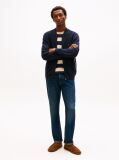 Blue Cardigan Cu Fermoar Si Broderie Cu Steag  Barbati