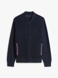 Blue Cardigan Cu Fermoar Si Broderie Cu Steag  Barbati
