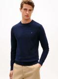 Blue Textured Knit Crew Neck Jumper  Men