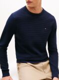 Blue Textured Knit Crew Neck Jumper  Men