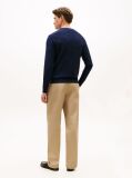 Blue Textured Knit Crew Neck Jumper  Men