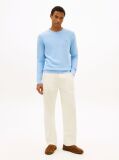 Blue Textured Knit Crew Neck Jumper  Men