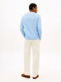 Blue Textured Knit Crew Neck Jumper  Men