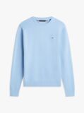 Blue Textured Knit Crew Neck Jumper  Men