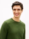 Green Textured Knit Crew Neck Jumper  Men
