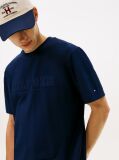 Blue T-Shirt Cu Guler Rotund Si Broderie Cu Logo  Barbati