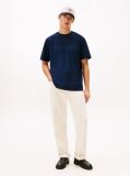 Blue T-Shirt Cu Guler Rotund Si Broderie Cu Logo  Barbati