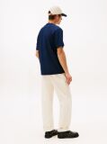 Blue T-Shirt Cu Guler Rotund Si Broderie Cu Logo  Barbati