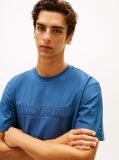 Blue T-Shirt Cu Guler Rotund Si Broderie Cu Logo  Barbati