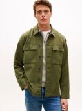 Green Textured Washed Sateen Utility Shirt Jacket  Men