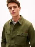 Green Textured Washed Sateen Utility Shirt Jacket  Men